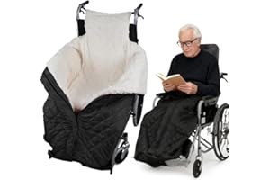 RPPIUP Winter Rollstuhl Schlupfsack, Winddichte Wärme Rollstuhl Decke Beindecke, Gefütterter Regenschutz Fußsack für Erwachsene Rollstuhls, Kniedecke für Rohlstuhlfahrer,Verdicken(Schwarz)