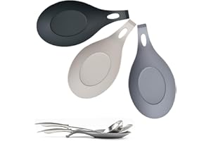 BSGZCM Spoon Rest Kitchen, 3 PCS Silicone Utensil Holder Rest for Cooking Wooden Ceramic Tea Spoons,Home Kitchen Tools Accessories(Black (1pc), Dark Grey (1pc), Light Grey (1pc)