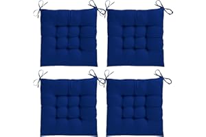 AOSCTELF Seat Pads for Dining Chairs Set of 4 Comfortable 40 x 40cm Chair Cushions with Ties, Dinning Chair Cushions Pad Ideal for Kitchen Living Room Garden Office Patio - Dark Blue