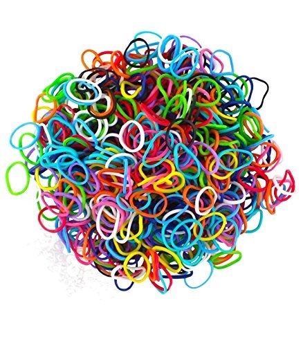 Loom Bands Lot d'élastiques en caoutchouc avec clips en forme de S et crochet Multicolore