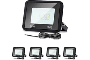 ‎LOSPITCH Lospitch 5er 10W LED Strahler Außen, 900LM Fluter Aussen, IP66 Wasserfest Flutlicht Außenstrahler, Außenleuchte Scheinwerfer, 6000K Kaltweiß Außenbeleuchtung für Werkstatt Garage Garten Sportplatz