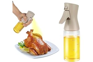 FANNAS 1 Piezas Pulverizador Aceite Spray 150ml,Beige Pulverizador Aceite Cristal Aceitera con Líneas Graduadas,Rociador Aceite Spray Oil Sprayer for Air Fryer,Diseñadas para Hornear en la Cocina
