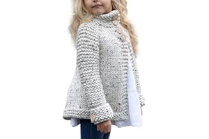 LOOTENKUN Cardigan Pull Fille Ado Pas Cher A La Mode Hiver Chaud en Tricot Uni Button Manches Longues Doux Cartoon Mignon Tendance Ouvert Manteau 2-8 Ans