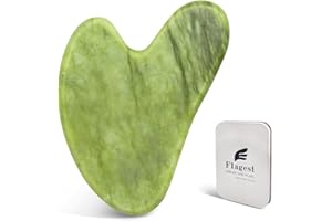 Flagest Gua Sha Viso - 100% Naturale Giada Massaggiatore Viso Lifting - Pietra Guasha per Scolpire il Mento e Ridurre il Gonfiore - Terapia di Agopuntura