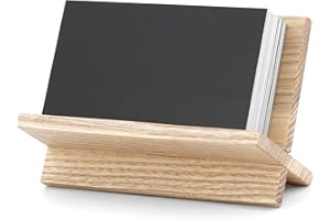TOROS store Tarjetero para escritorio – Soporte para tarjetas pequeñas de madera beige claro, soporte profesional para tarjetas de visita, soporte de madera para tarjetas de identificación, diseño