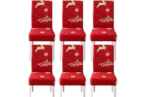 AOOPOO 4/6 Pezzi Coprisedie Natalizie, Coprisedia Elasticizzato, Coprisedili per Sala da Pranzo, Fodere Coprisedia Natale, Copriscarpe Lavabili Rimovibili in Spandex per Sedie (6 Pezzi)