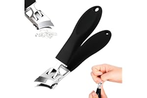 BAFANGLAIUK Gebogene Nagelknipser, 2025 Neu Abgeschrägter Nagelknipser, Gebogene Nagelknipser Mit Breiter Öffnung Und Spritzschutz für Erwachsene, Senioren (Schwarz)