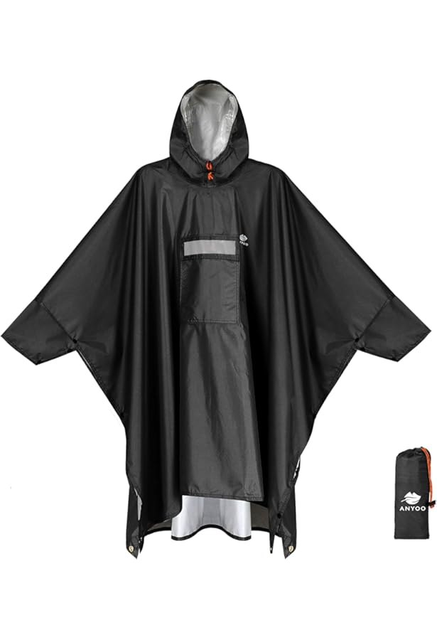 Anyoo Unisex waterdichte draagbare lichtgewicht regenjas Compacte regenponcho met capuchon Herbruikbaar met mouwen voor buitenshuis werken Backpacken Kamperen-Blauw
