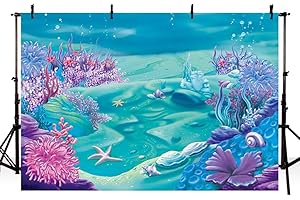 AIBIIN Letnie tło do fotografii morskiej, motyw koralowej rozgwiazdy, osłona na przyjęcie urodzinowe, baby shower, dekoracja, rekwizyty studyjne, 2,1 x 1,5 m