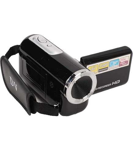 Caméscope HD 1080P 16MP - Écran 2.4" Rotatif 180°, Objectif Grand Angle 0.45X - Microphone Réduction Bruit - Pour Vlog, Voyage