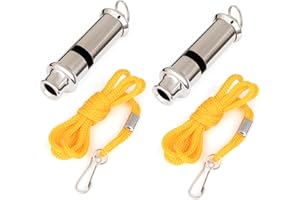 TOPTIE 2 PCS Fischietti per Polizia Metropolitana, Fischietto Guida Metal Scout, Fischietto di Sicurezza con Cordino
