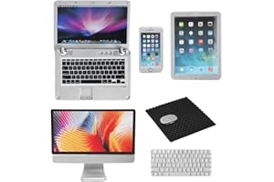 LUFEIS Miniatures Décoration,7pcs Accessoires pour Maison Miniature,1 :12 Mini Ordinateur Portable en Métal, Ordinateur De Bureau, Smartphone, Jouet Educatif pour décoration de Maison de poupée