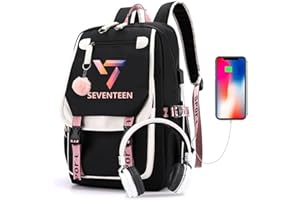 ZHENGGE Kpop SEVENTEEN Mochila escolar mercancía, bolsa de libros SEVENTEEN, mochila casual, Negro, Talla única