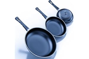 Kiseely Ensemble de poêles à frire antiadhésives, 24 cm + 26 cm + 30 cm, 3 pièces, sans PFAS, passe au lave-vaisselle, convient à tous les types de cuisinières, y compris l'induction (XB2)