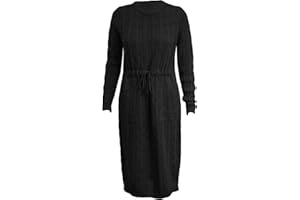 Top Fashion18 Ladies Cable Knitted Long Sleeve Pocket Tie Up Casual Cable Jumper Midi Dress Size 8-16
