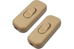 GZYULAN 2 Stück Schnurschalter,Schnurschalter 2 Polig,lampenschalter,Zwischenschalter,Kabelschalter,schalter lampe,kabelschalter,6A 250V,für 2-3 Adrige Zuleitungen,für Lampen,Kleingeräte (Gold)