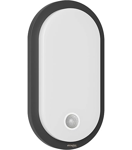 18W LED 4000K IP65 Oval Wall Light with Black Shade for Indoor and Outdoor Bathroom, Office, Hallway, Corridor, Utility Room, Garden, Shed, Workshop, Patio etc. - Improved Version