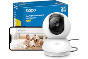 Tapo C210 2K 3MP Pan/Tilt Indoor Camera House Security Camera, WiFi Camera, No Monthly Fee, AI Detection, Dog Puppy Camera, Baby Camera Monitor, 360° View, Night Vision, Works with Alexa & Google