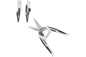 CEERAYZ 7" Cisaille Multi Usage, Ciseaux industriels robustes, Cisaille de jardin pour projets DIY, bureau, lignes de production et jardinage, avec étui protecteur et support magnétique (Blanc Gris)