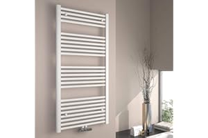 EMKE Badheizkörper 120x60 cm, Handtuchheizkörper Mittelanschluss Badheizkörper Handtuchhalter Handtuchwärmer Handtuchtrockner Handtuch Heizkörper Bad Handtuchheizung Weiß 598W