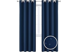 MAXIJIN Cortinas Impermeables para Ventanas Cortinas Oscuras para Dormitorio Cortinas Aislantes Térmicas de 2 Paneles con Ojales para Interiores, Sala de Estar (140 X 245 CM, Azul Oscuro)