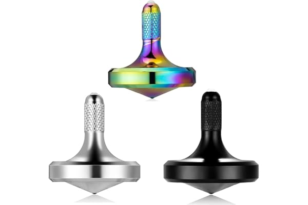 Toupie en métal en Acier Inoxydable, Jouet de décompression EDC Bien conçu, Parfaitement équilibré, Aide à réduire Le Stress, l'anxiété (3PCS Noir+Argenté+Iridescent/S)