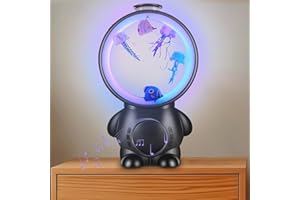 ‎BESTYIJO Quallen Lampe, LED Fantasy Quallen Lavalampe 8 Farben, Stimmungsvolles Licht, Jellyfish Lamp, Einstellbare Durchflussmenge, Weißes Rauschen, Mit USB-Kabelog, Geschenke für Kinder Erwachsene (Schwarz)