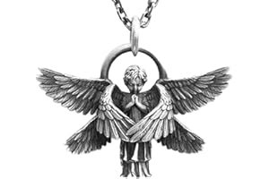 Joyivike Collier Ange Gardien Avec Pendentif, Aile d'Ange, Séraphin Fait Main, Longue Chaîne Pour Hommes Et Femmes