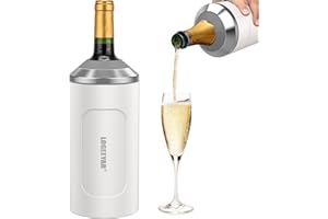 ITSLIFE Weinkühler mit Deckel, 750ml Flaschenkühler für Wein Champagner, Doppelwandiger Edelstahl Sektkühler, Champagnerkühler, Tragbare Getränkekühler Outdoor, Geschenke für Weinliebhaber, Weiß
