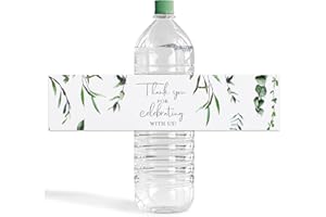 URROMA Lot de 50 étiquettes pour bouteille d'eau avec inscription « Thank You » - Pour mariage, anniversaire, remise de diplôme, fête prénatale