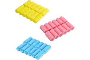 PAITOK Rouleaux en mousse pour cheveux courts,36Pièces Boucles souples en éponge 20mm Mini outils de coiffure en mousse pour les femmes et les enfants (Rose, Jaune, Bleu)