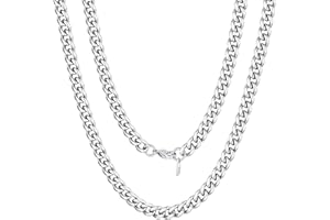 FOCALOOK Collana Uomo Acciaio Inossidabile 316L Catena a Maglia Cubana da 3 6 9 12 mm Larghezza Collana Catena Uomo Acciaio/Placcato Oro 18K /Nero Punk Hip-Hop 35 45 51 55 61 65 70 75cm