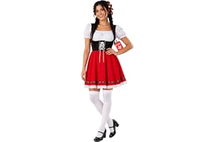 Morph Dirndl Klänning Dam - Bayersk Oktoberfest Dräkt med Inbyggd Korsett, Puffärmar & Snörning för Vuxna Damer