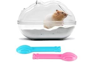 RZMZBY Criceto Sabbia Bagno,Bagno del criceto con due cucchiai,Bagno trasparente per criceti,per criceti, gerbilli e piccoli animali