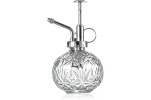 KoGiio Verre Plantes Vaporisateur D'arrosage, 240ml Rétro avec Pompe Supérieure Arrosoir, Une Main Darrosage Pulvérisateur Brumisateur pour Jardinage Plantes, L'alcool Transparent-Buse argentée