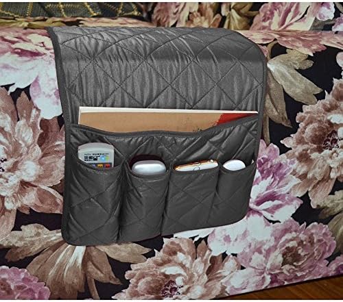 Lainin Sofa Couch Chair Armrest Storage Organizer with 5 Pockets, Fits for Phone, iPad, Book, Magazines, TV Remote Control - Black