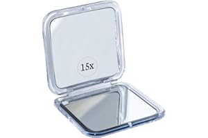 Mirrorvana Miroir Grossissant X15 pour Sac à Main - Petit et Pliable pour Tenir dans la Poche - Miroir de Voyage pour Maquillage (Argenté)
