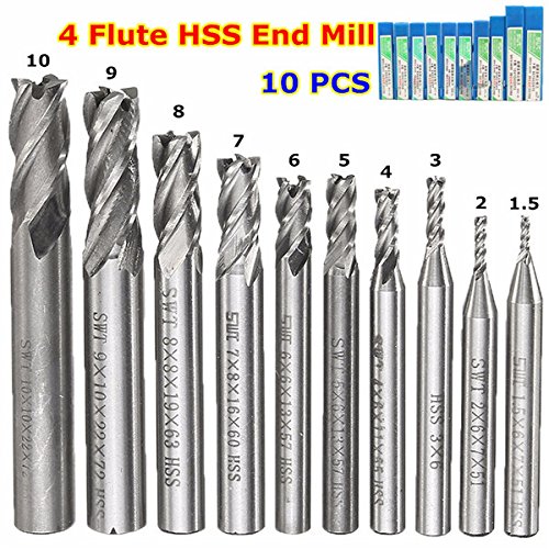 wishfive 100 HSS 4 Flute CNC Schaftfräser 1,5–10 mm gerader Schaft Schaftfräser - 2