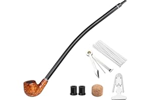 DIMJ Gambo lungo tabacco pipa - churchwarden di legno tabacco pipa per fumatori con 3 in 1 Reamers Tamper, Pipe alesatore & Altri accessori per tubi in confezione regalo