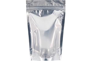 SumDirect 50Pcs 17x23cm Reusable Aluminium Foil Zip Lock Stand Up Food Pouch Bag with Notch for Food Storage (6.6"x 9")