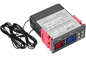 Termostato Digitale Binghe Interruttore termostato regolabile AC 110V-220V con doppio display e doppio sensore sonda modalità di riscaldamento e raffreddamento per Riscaldatore di Acqua Frigorifero