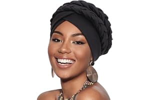DRESHOW Turbante Africano para Mujeres Doble Preatado Trenzado Envoltura de Cabeza Sombreros Moda Gorra de Dormi Gorro cáncer de quimio