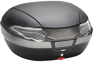 Kappa K56NT - Coffre de moto - Noir gaufré, avec dispositifs rétro-réfléchissants fumés, 55-56 l