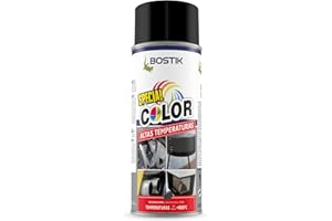 Bostik ALTAS TEMPERATURAS AT800 Negro, RAL 9005, Spray de Pintura, Acabado Mate, Hasta 800ºC, Seca en 5 Minutos, Alto Poder de Cubrición, Interior y Exterior, Bote 400 ml