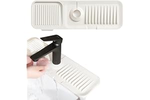 Jastown Tappetino per Rubinetto in Silicone 45x14cm, Paraspruzzi e Proteggi Lavello per Rubinetti da 3.5-6cm,Accessori lavandino Cucina, Vassoio Antigoccia per Cucina e Bagno (Bianco)