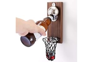 AROLA Sacacorchos de Baloncesto con Colector de Tapa de Botella, Abrebotellas de Pasta de Refrigerador Magnético, Regalo Ideal para los Amantes del Baloncesto y la Cerveza, uso Como Decoración de Barra.