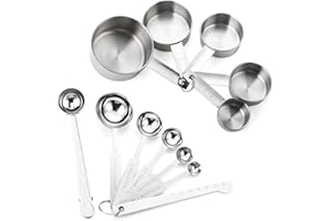 FHISKUNYU Set di Misurini e Cucchiai in cucchiaio dosatore,Gratuito Cucchiaio con Clip, misurino ml,misurino grammi, Controllo Accurato delle Porzioni con Scala Trasparente da 0.3ml a 250ml 12 Pezzi