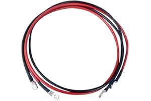 ECTIVE Wechselrichter-Kabel – M6/M8, 3m, rot/schwarz, Kupfer, 16 mm² - Batteriekabel, Kabel-Satz, Kabel für Wechselrichter 500W mit Ringösen für 24V Batterie, Versorgungsbatterie, Autobatterie