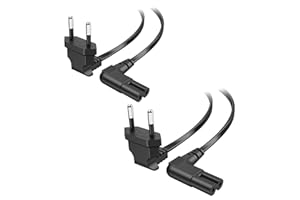 Cable Matters Lot de 2 câbles d'alimentation coudés à 2 Broches - 1 m, fiche coudée à 90° de Type C (CEE 7/16) vers C7, câble d'alimentation européen pour téléviseurs, PS5, PS4, Xbox, radios, Noir