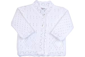 BabyPrem Premature Baby Cardigan Jacket Round Neck Long Sleeve Lacy Knitted Acrylic 3-8lb